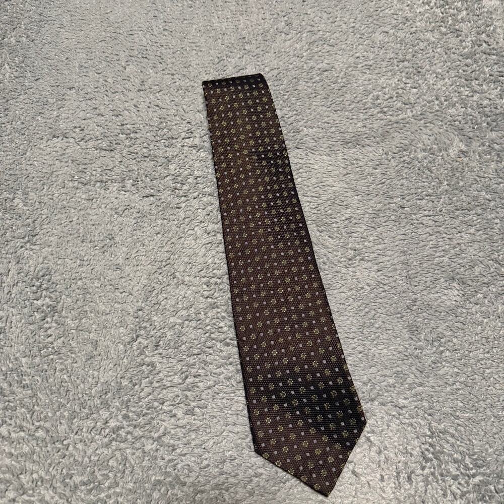 Ermenegildo Zegna Men's 100% Silk Tie Red Brown Green Dots Made in Italy